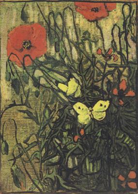 Vincent Van Gogh Poppies and Butterflies (nn04) oil painting picture